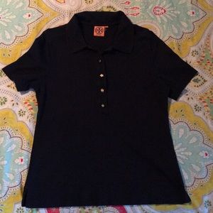 Ladies Tory Burch black XL short sleeve polo shirt